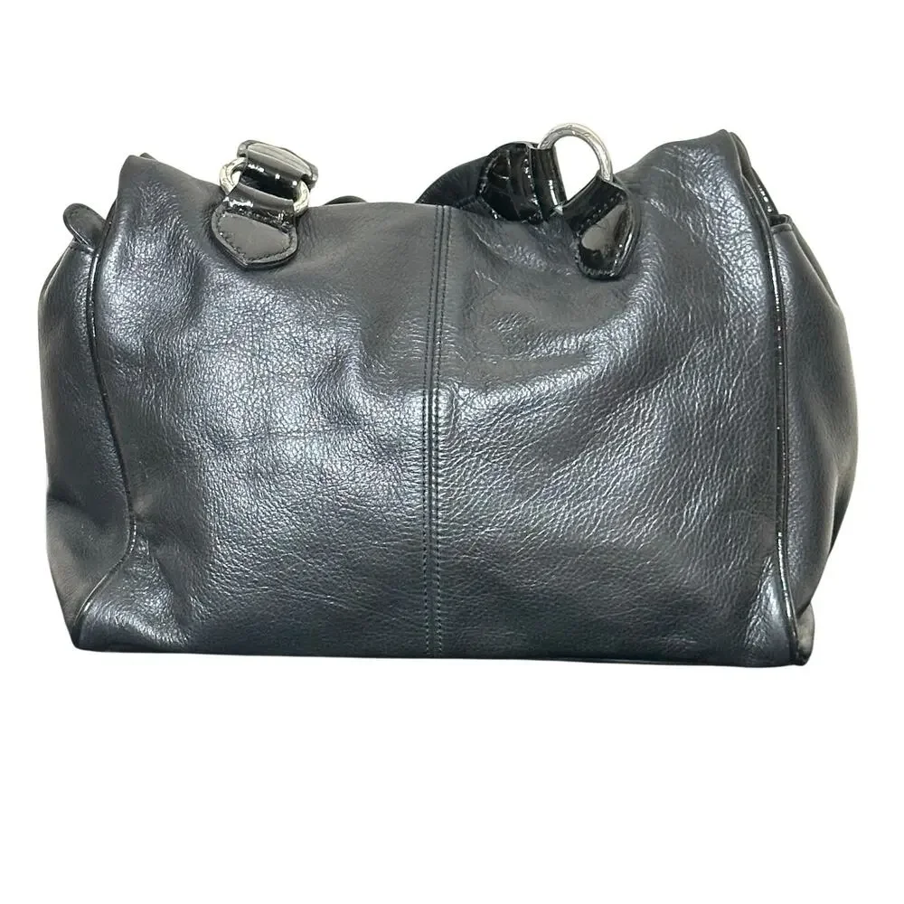 Brighton Soft Black Leather Satchel Shoulder Bag Signature Heart Shaped Charm